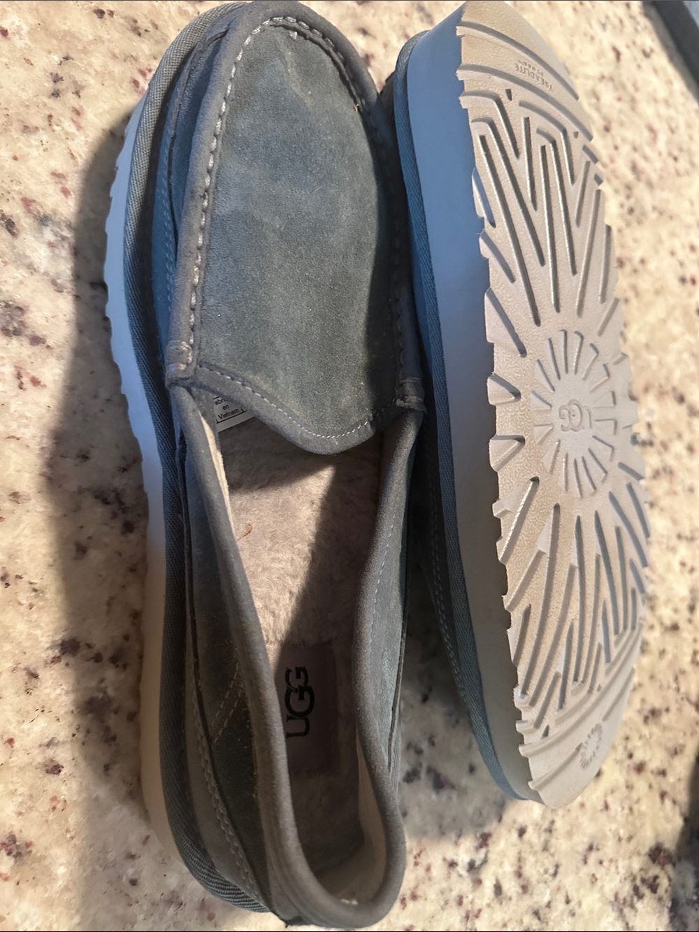 UGG Women's Gray Suede Slip-On Moccasins